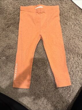 Burberry Kids Peach-Orange Leggings with Logo Detail